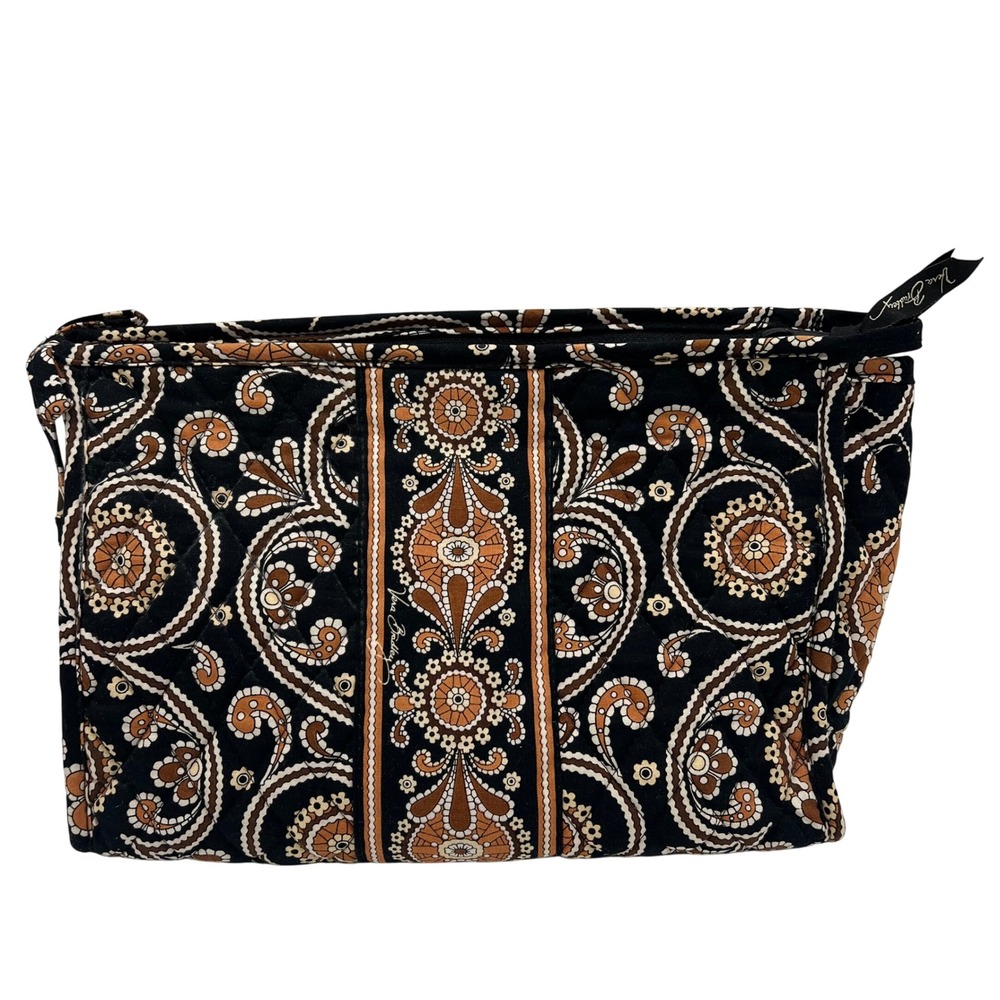 Vera Bradley Quilted Cosmetic Bag Pouch Retired Caffe Latte Neutral 10x7x3.5"